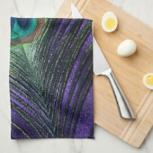 Silky Paarse Peacock Feather Theedoek (Quarter Fold)