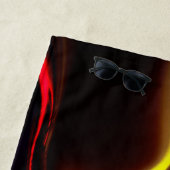 Silky strokken in rood en goud met donkere delen strandlaken (In situ)