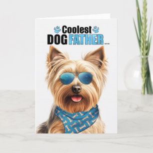 Silky Terrier Dog Coolest Dad Vaderdag Feestdagen Kaart