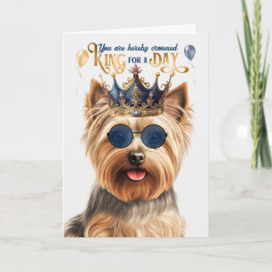 Silky Terrier Dog King voor Dag Grappige Verjaarda Kaart