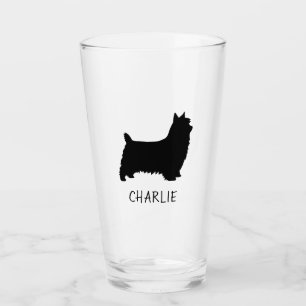 Silky Terrier Dog Silhouette gepersonaliseerd Drin Glas