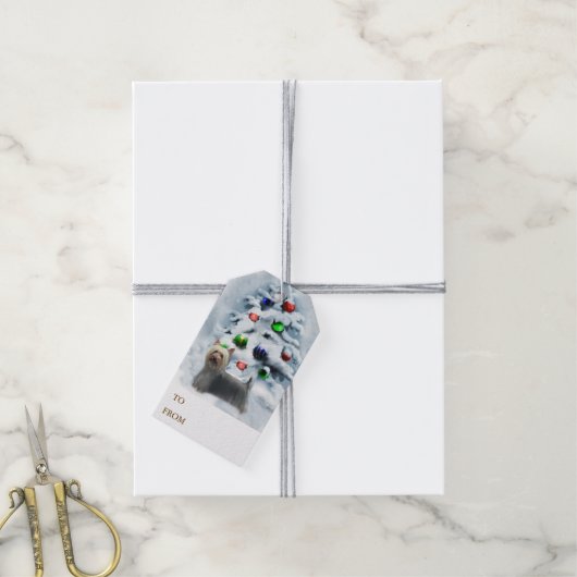 Silky Terrier Kerstmis Cadeaulabel (Met Touw)