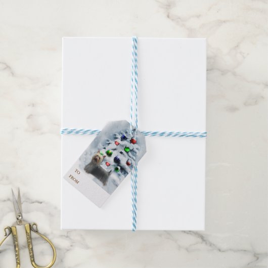 Silky Terrier Kerstmis Cadeaulabel (Met Touw)