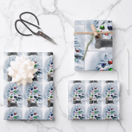 Silky Terrier Kerstmis Inpakpapier Vel (Voorkant)