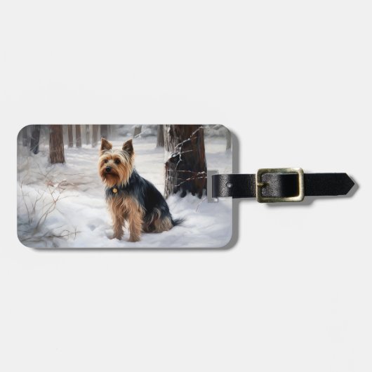 Silky Terrier Laat het sneeuwen Kerstmis Bagagelabel (Voorkant horizontaal)