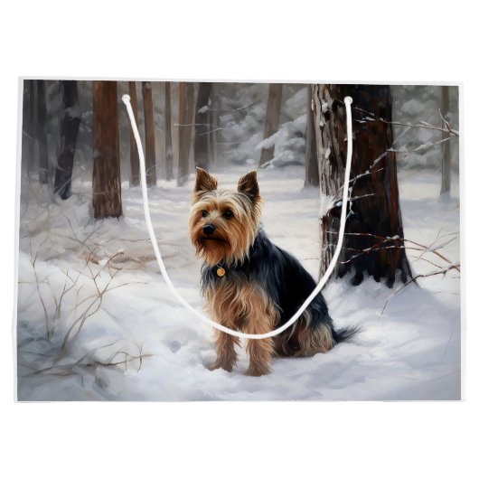 Silky Terrier Laat het sneeuwen Kerstmis Groot Cadeauzakje (Achterkant)
