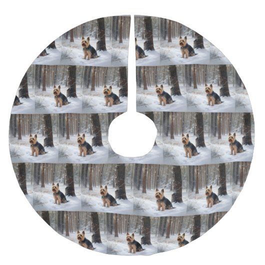 Silky Terrier Laat het sneeuwen Kerstmis Kerstboom Rok (Voorkant)