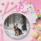 Silky Terrier Laat het sneeuwen Kerstmis Papieren Bordje (Feest)