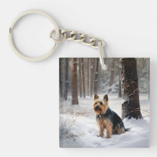 Silky Terrier Laat het sneeuwen Kerstmis Sleutelhanger