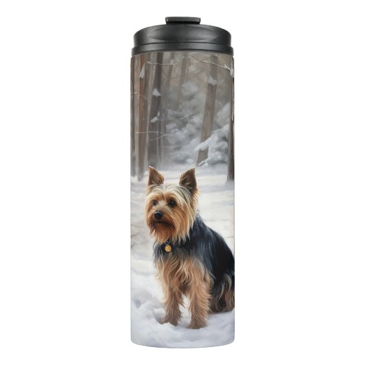 Silky Terrier Laat het sneeuwen Kerstmis Thermosbeker (Voorkant)