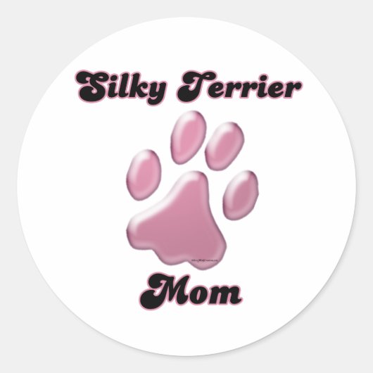Silky Terrier Maman Pawprint rose - Sticker (Devant)