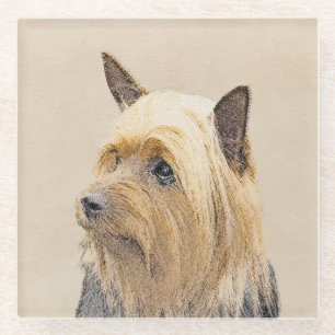 Silky Terrier Painting - Cute Original Dog Art Glazen Onderzetter