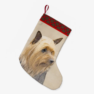 Silky Terrier Painting - Cute Original Dog Art Kleine Kerstsok
