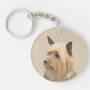 Silky Terrier Painting - Cute Original Dog Art Sleutelhanger