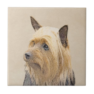 Silky Terrier Painting - Cute Original Dog Art Tegeltje