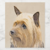 Silky Terrier Painting - Cute Original Dog Art Wijn Etiket (Enkel label)