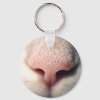 Silky White Kat Button Sleutelhanger