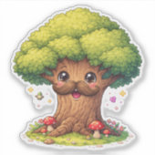 Silly cartoon tree Custom-Cut Vinyl Sticker (Devant)