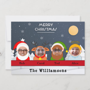 Silly. Family as Santa Reindeer Elf Angel Photo Feestdagenkaart