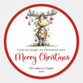 Silly funny deer sticker cartoon holiday artwork (Devant)