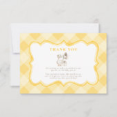 Silly Goose 1st Birthday Yellow Gingham Bedankkaart (Voorkant)