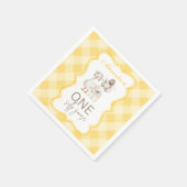 Silly Goose 1st Birthday Yellow Gingham Servet (Hoek)