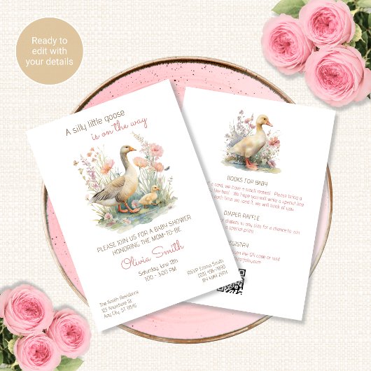 Silly Goose All in One QR Code Shower Invitation