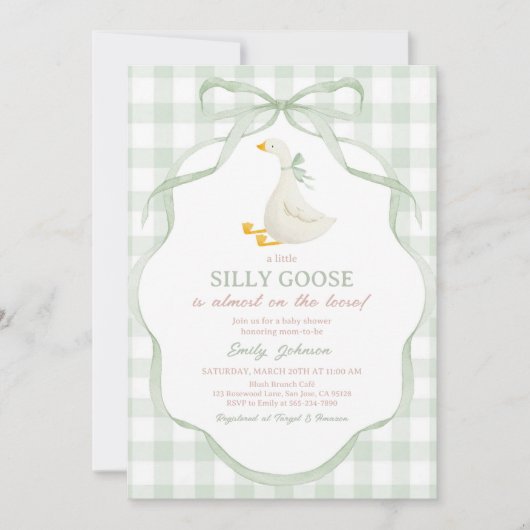 Silly Goose and Gosling Baby Shower Invitation Kaart (Voorkant)