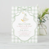Silly Goose and Gosling Baby Shower Invitation Kaart (Staand voorkant)