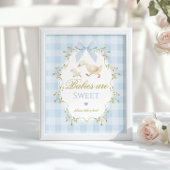 Silly Goose Babies are sweet Blue Gingham Bow Poster