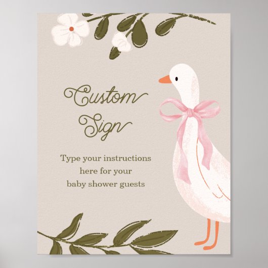 Silly Goose Baby Shower Custom Tabletop Sign Poster (Voorkant)