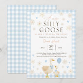 Silly Goose Baby Shower Invitation Boy, Blue Baby  (Devant / Derrière)