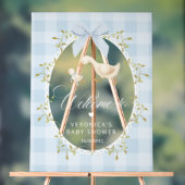 Silly Goose Blue Gingham Baby Shower Welcome (Neutre)