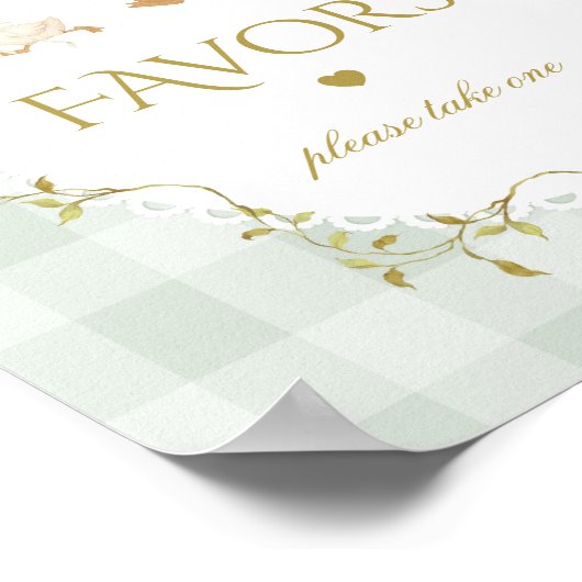 Silly Goose Favors Sage Gingham Baby Shower Poster (Hoek)
