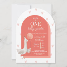 Silly Goose First Birthday Invitation Girl