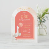 Silly Goose First Birthday Invitation Personalized Kaart (Staand voorkant)