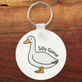 Silly Goose Funny Cartoon Goose Sleutelhanger (Voorkant)