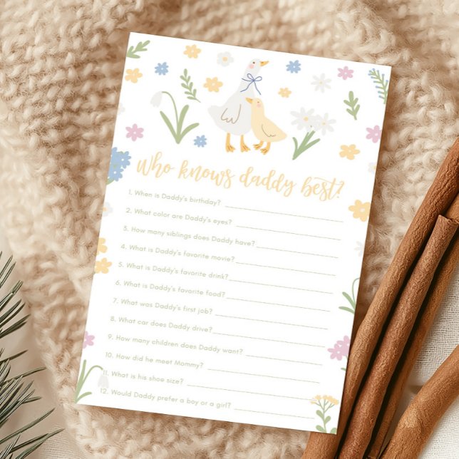 Silly Goose Gingham Baby Shower Who Knows Game (Silly Goose Baby Shower Game)