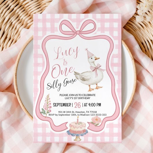 Silly Goose Girl 1st Birthday Invitation
