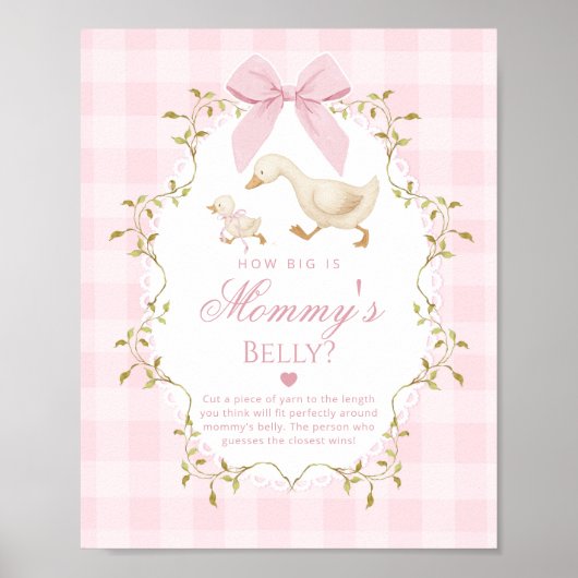 Silly Goose How big is mommys belly Pink Gingham Poster (Voorkant)