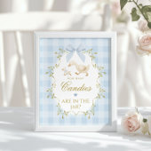 Silly Goose How many candies Blue Gingham Poster