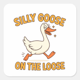 Silly Goose On The Loose Vierkante Sticker