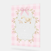 Silly Goose Pink Gingham Baby Shower Welcome (Angle)