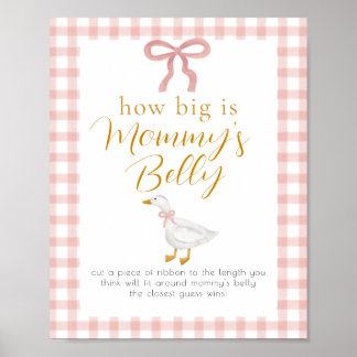 Silly Goose Pink Gingham Belly Measure Game Sign Poster