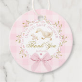 Silly Goose Pink Gingham Bow Baby Shower Thank you Bedankjes Labels (Voorkant)