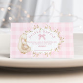 Silly Goose Pink Gingham Diaper raffle ticket Informatiekaartje