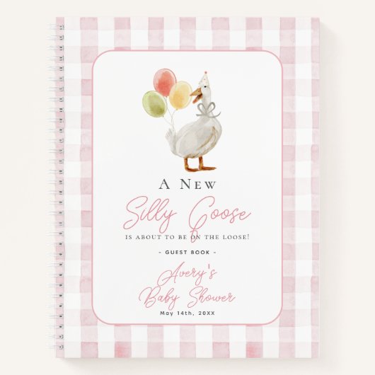 Silly Goose Rose En vichy Baby shower Livre d'invi (Devant)