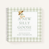 Silly Goose Sage Gingham Baby Shower Guest Book Notitieboek (Voorkant)
