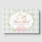 Silly Goose Sage Pink Gingham Baby Shower Gastenboek (Voorkant)