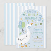 Silly Goose Silly-Brating Three Birthday Party  Kaart (Voorkant / Achterkant)